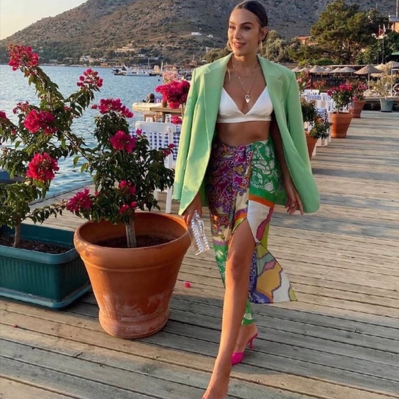 ZARA Bloggers Favourite Printed Front Slit Skirt - Picture 4 of 6